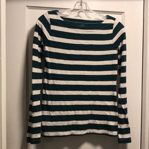 Loft green/creme stripped shirt